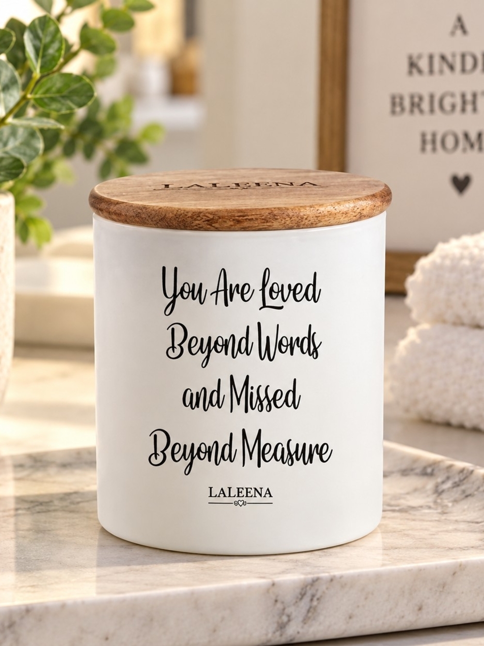 NIB Candle "You Are Loved Beyond Words And Miss3d Beyond Measures - Jasmine